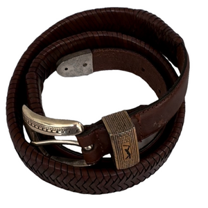 Brown Leather Top Grain 32 Inch Waist Golfer Belt Gold Plated Buckle